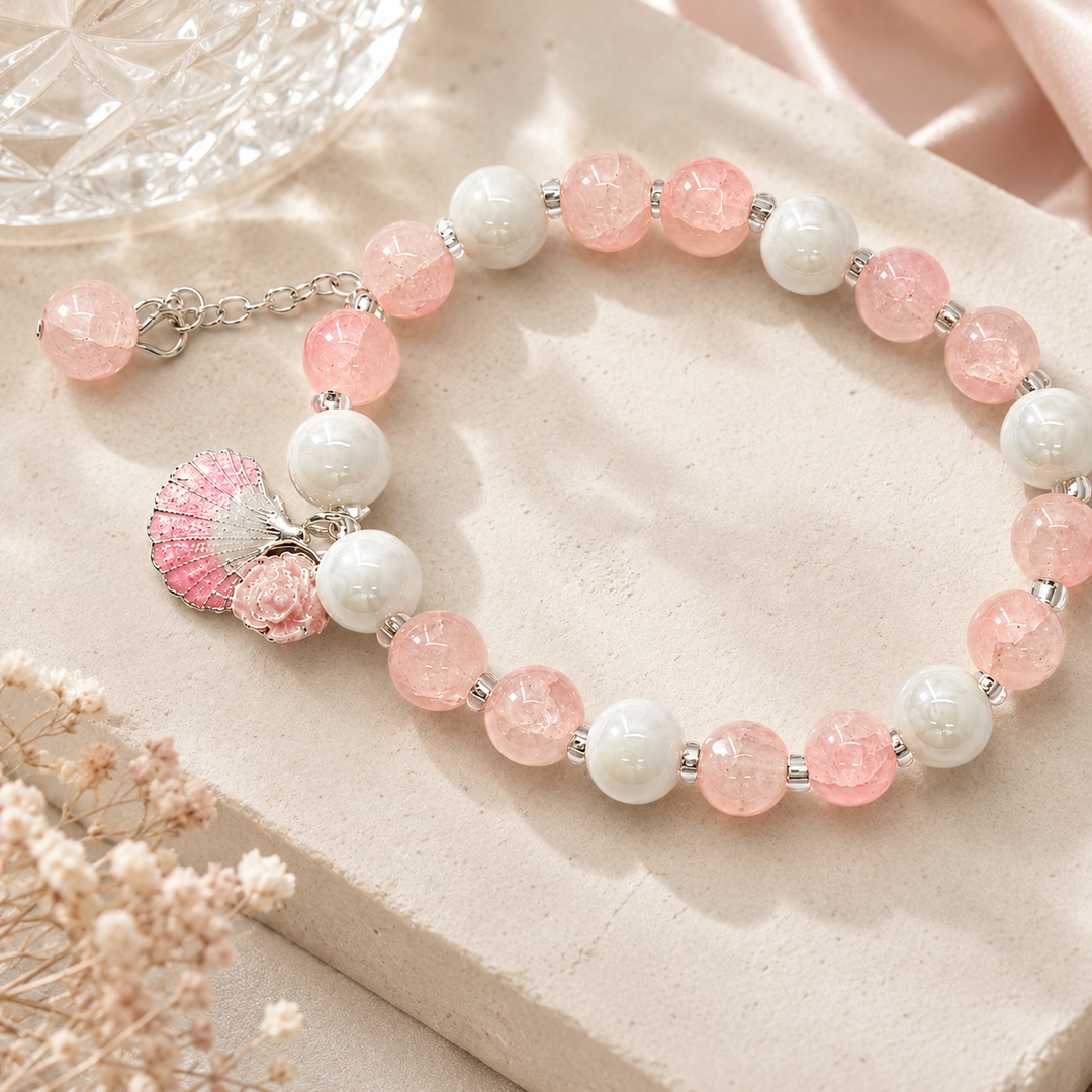 Seashell Charm Bracelet - Pink