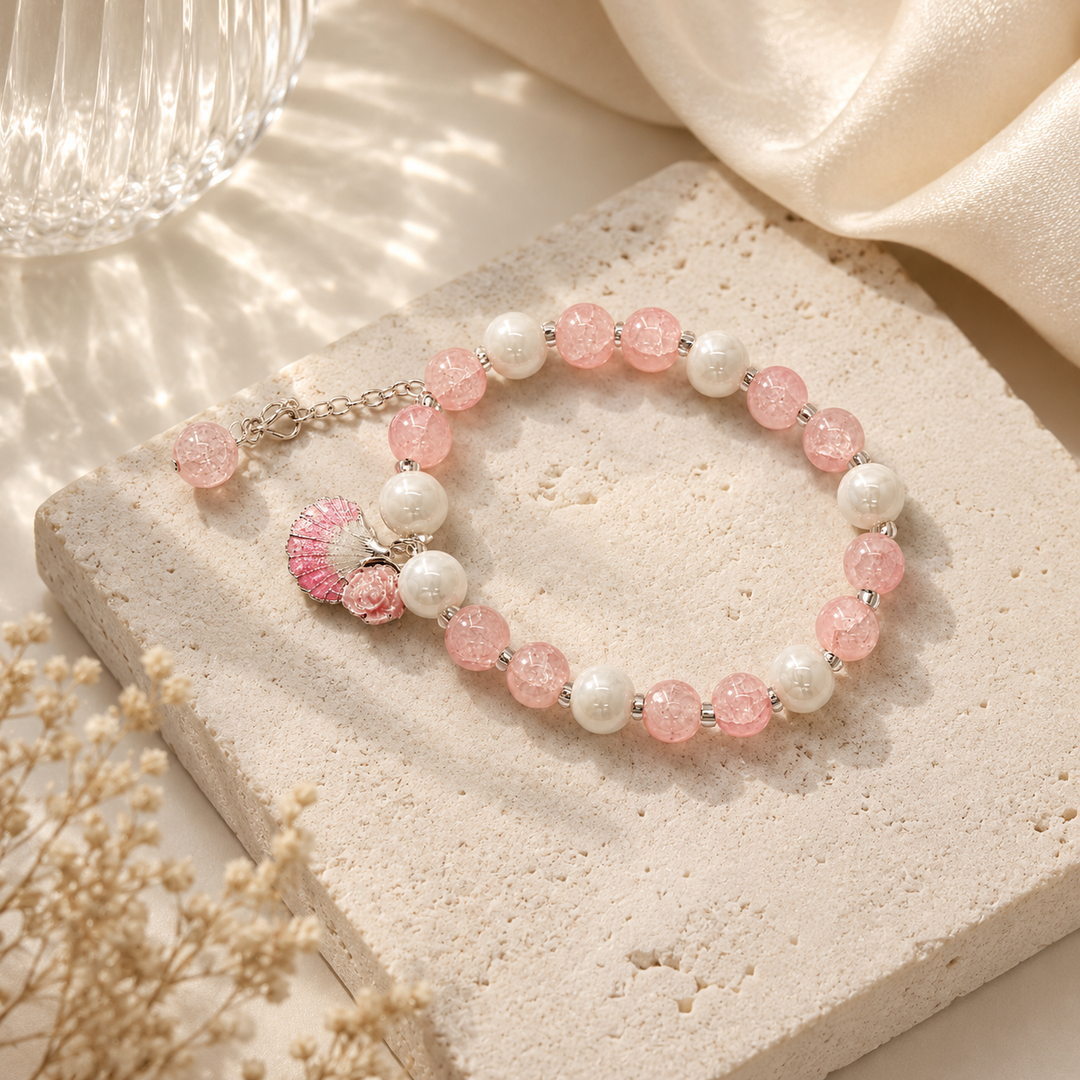 Seashell Charm Bracelet - Pink