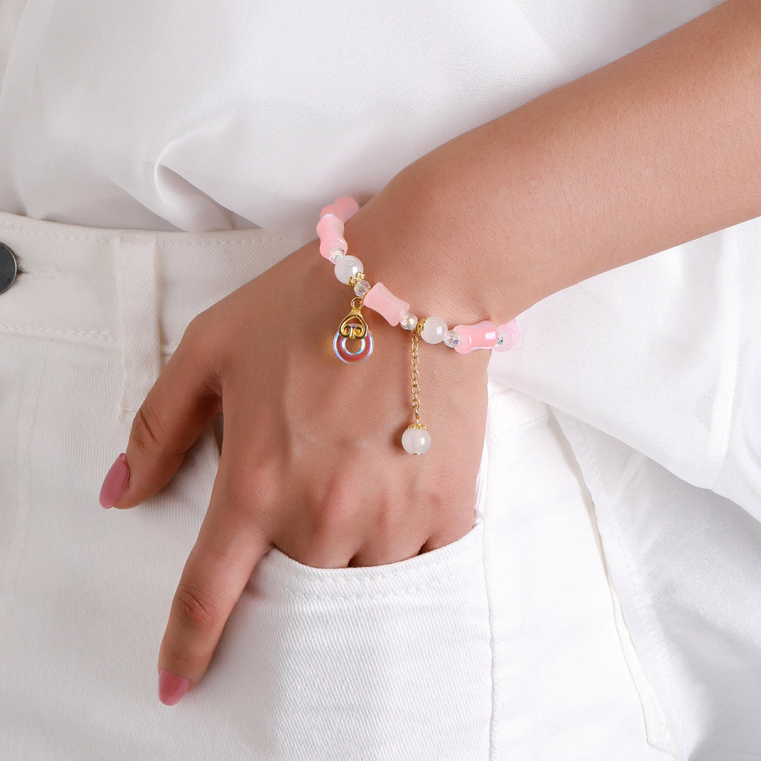 Lumi Barrel Charm Bracelet - Orange-White