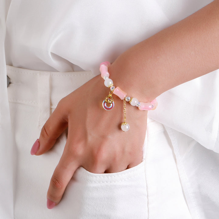 Lumi Barrel Charm Bracelet - Pink