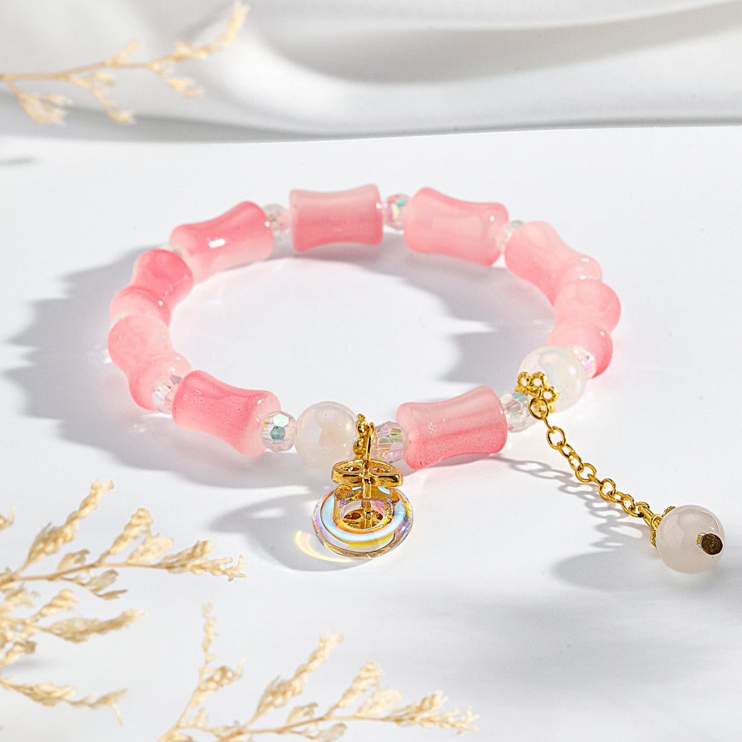Lumi Barrel Charm Bracelet - Red-Pink