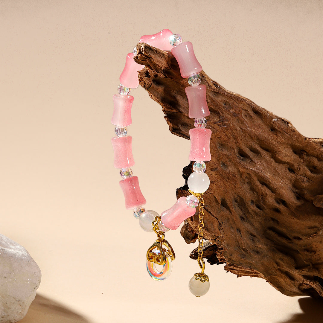 Lumi Barrel Charm Bracelet - Red-Pink