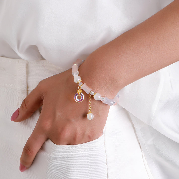 Lumi Barrel Charm Bracelet - White