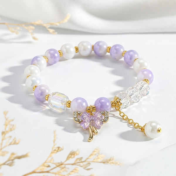 Pastel Butterfly Charm Bracelet - Blue-Pink
