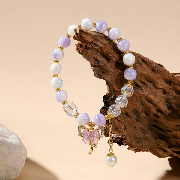 Pastel Butterfly Charm Bracelet - Blue-Pink