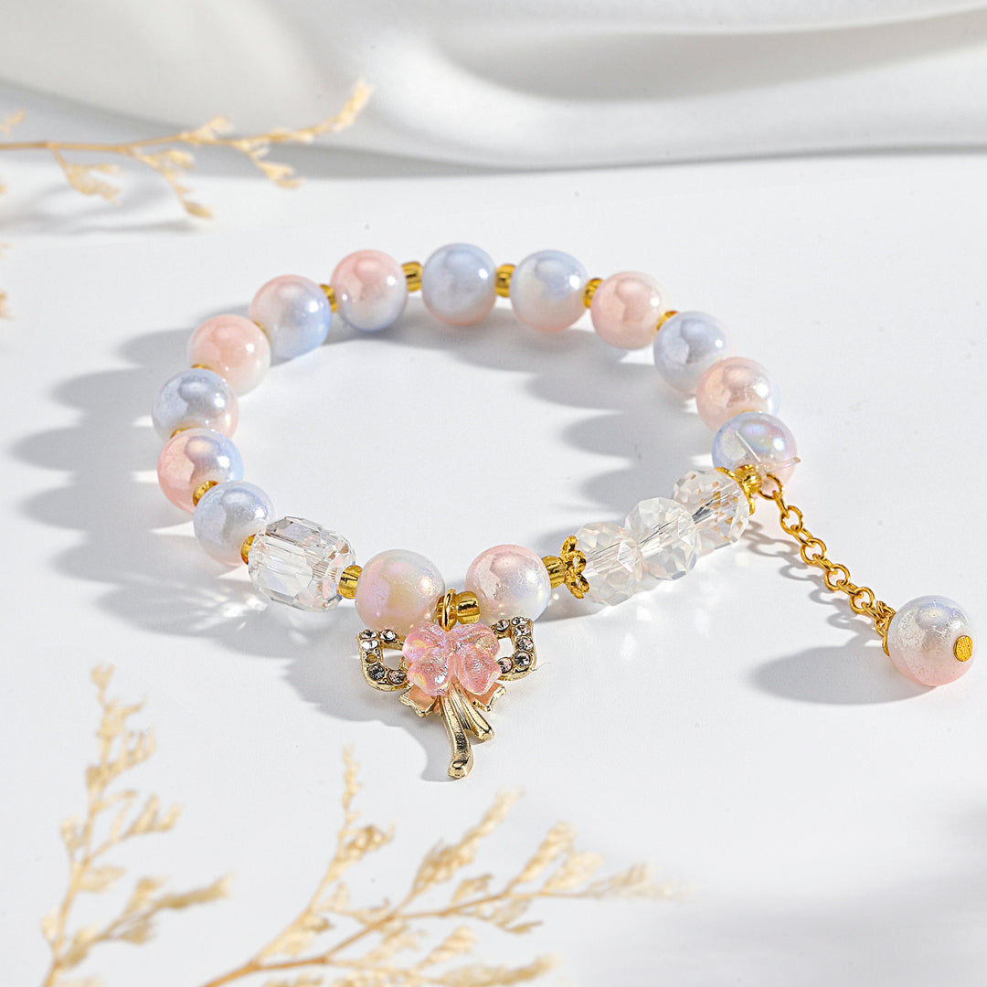 Pastel Butterfly Charm Bracelet - Light Pink-Blue