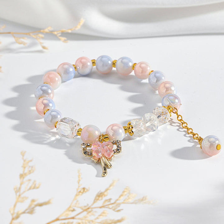 Pastel Butterfly Charm Bracelet - Light Pink-Blue