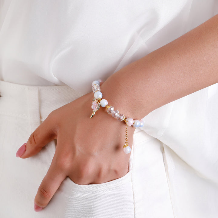 Pastel Butterfly Charm Bracelet - Light Pink-Blue