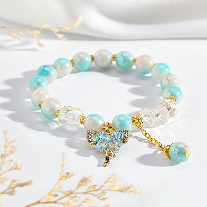 Pastel Butterfly Charm Bracelet - Pink-Blue