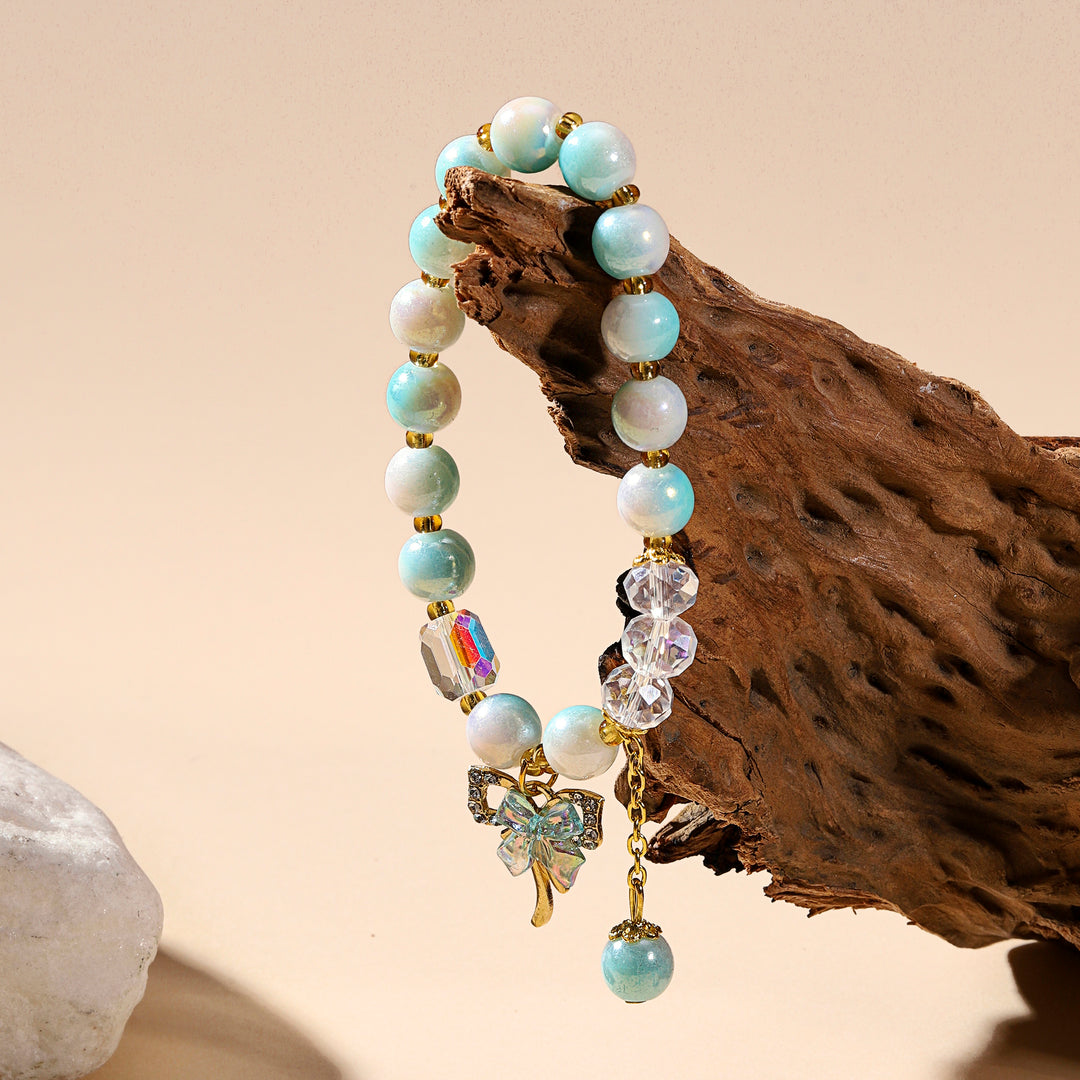 Pastel Butterfly Charm Bracelet - Pink-Blue