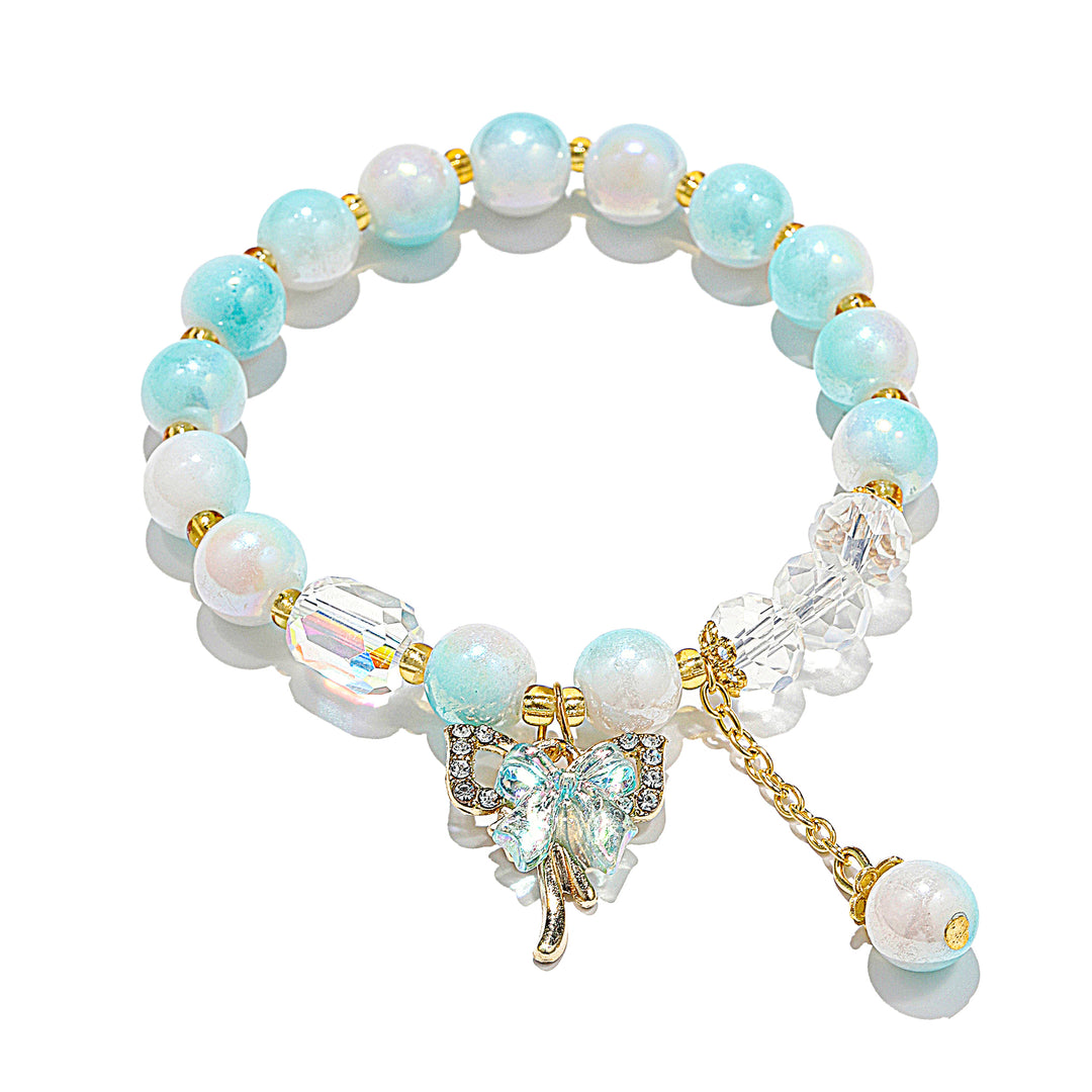Pastel Butterfly Charm Bracelet - Pink-Blue