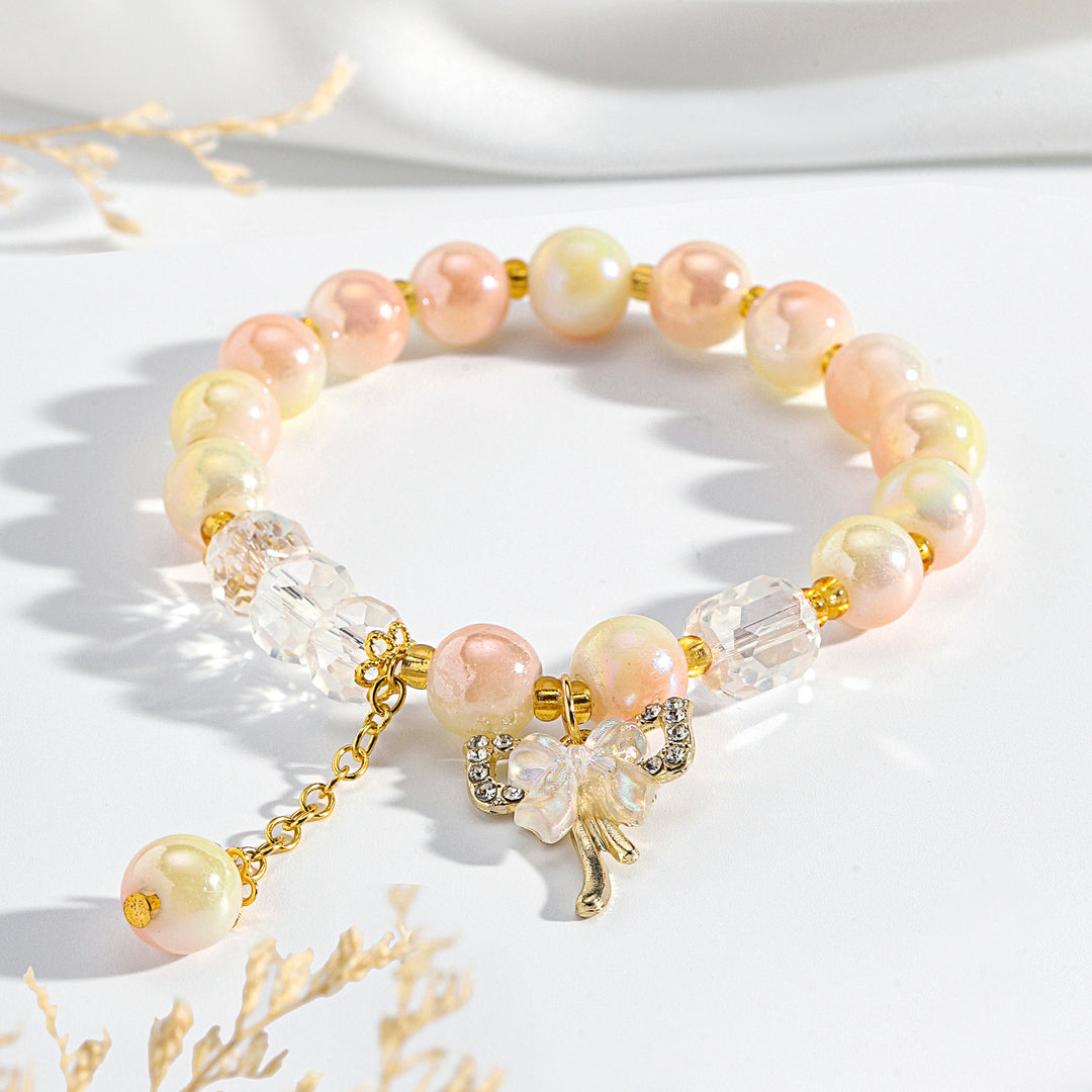 Pastel Butterfly Charm Bracelet - Pink-White
