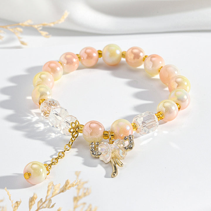 Pastel Butterfly Charm Bracelet - Pink-White