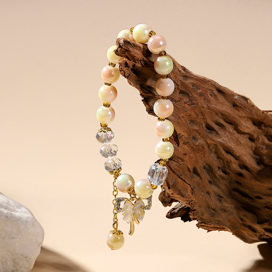 Pastel Butterfly Charm Bracelet - Pink-White