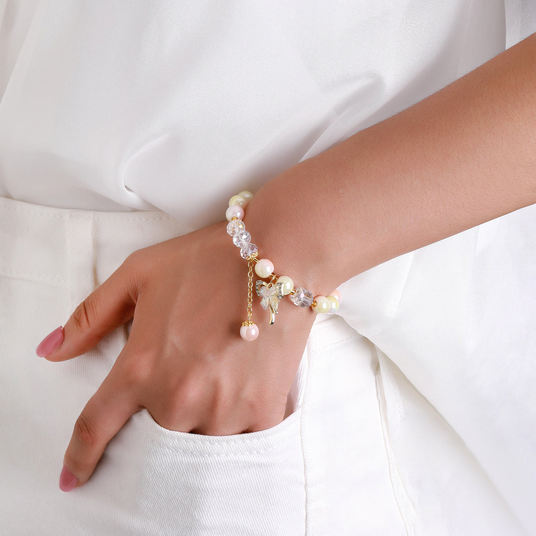Pastel Butterfly Charm Bracelet - Pink-White