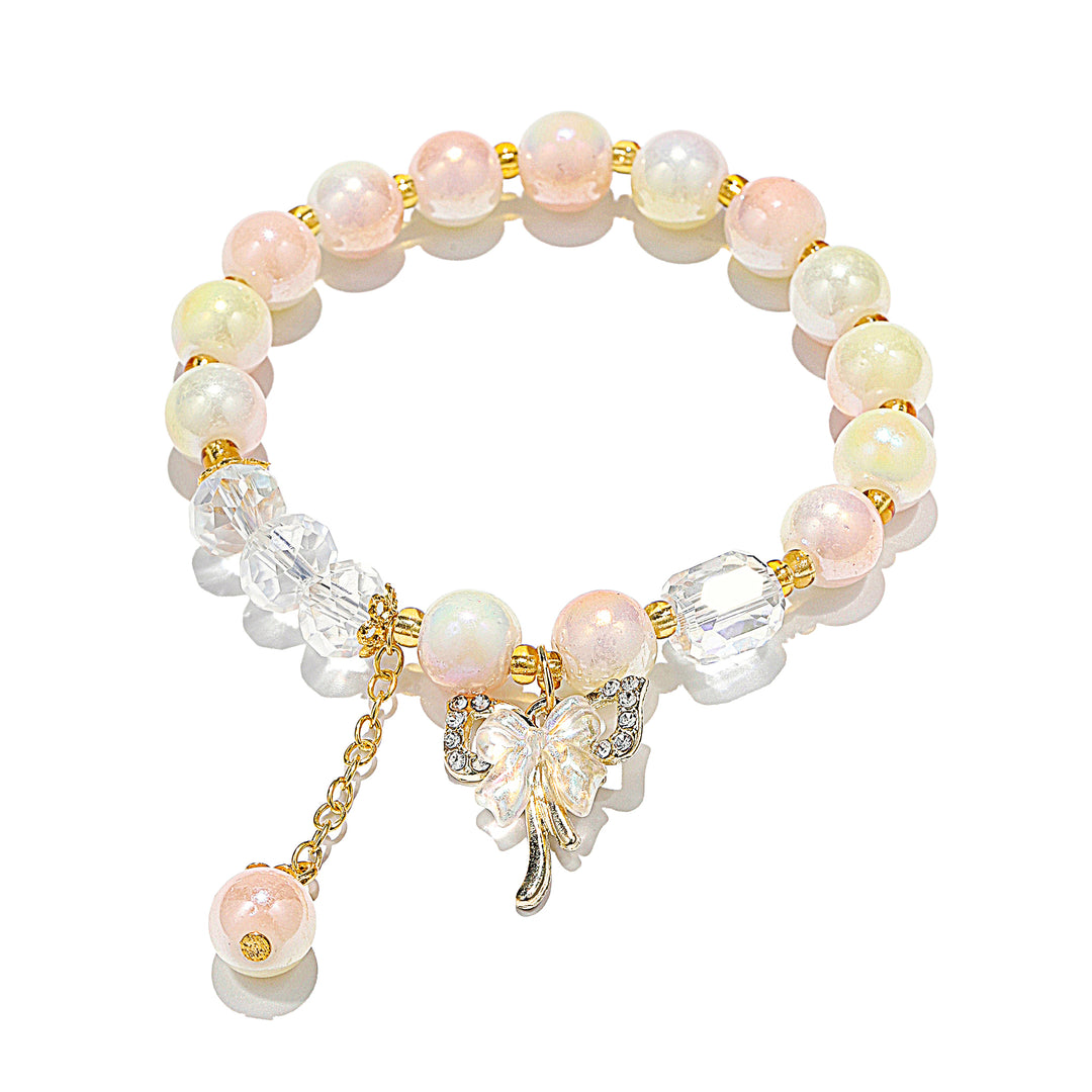 Pastel Butterfly Charm Bracelet - Pink-White