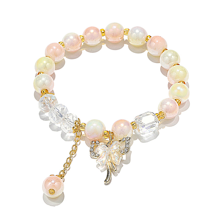 Pastel Butterfly Charm Bracelet - Pink-White