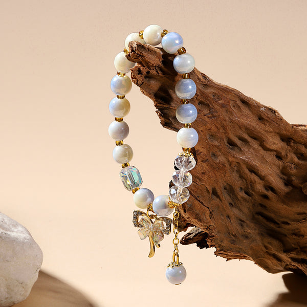 Pastel Butterfly Charm Bracelet - White Blue