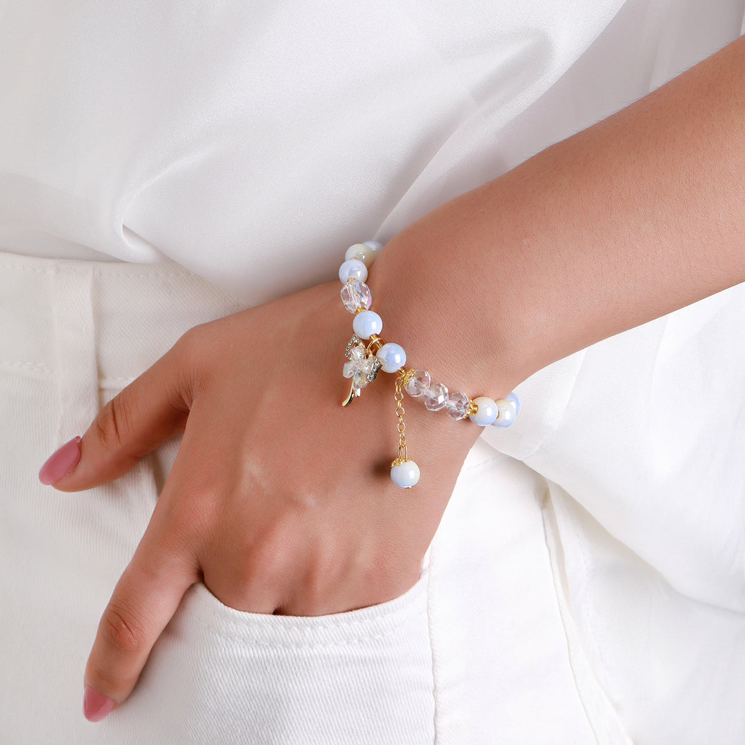 Pastel Butterfly Charm Bracelet - White Blue