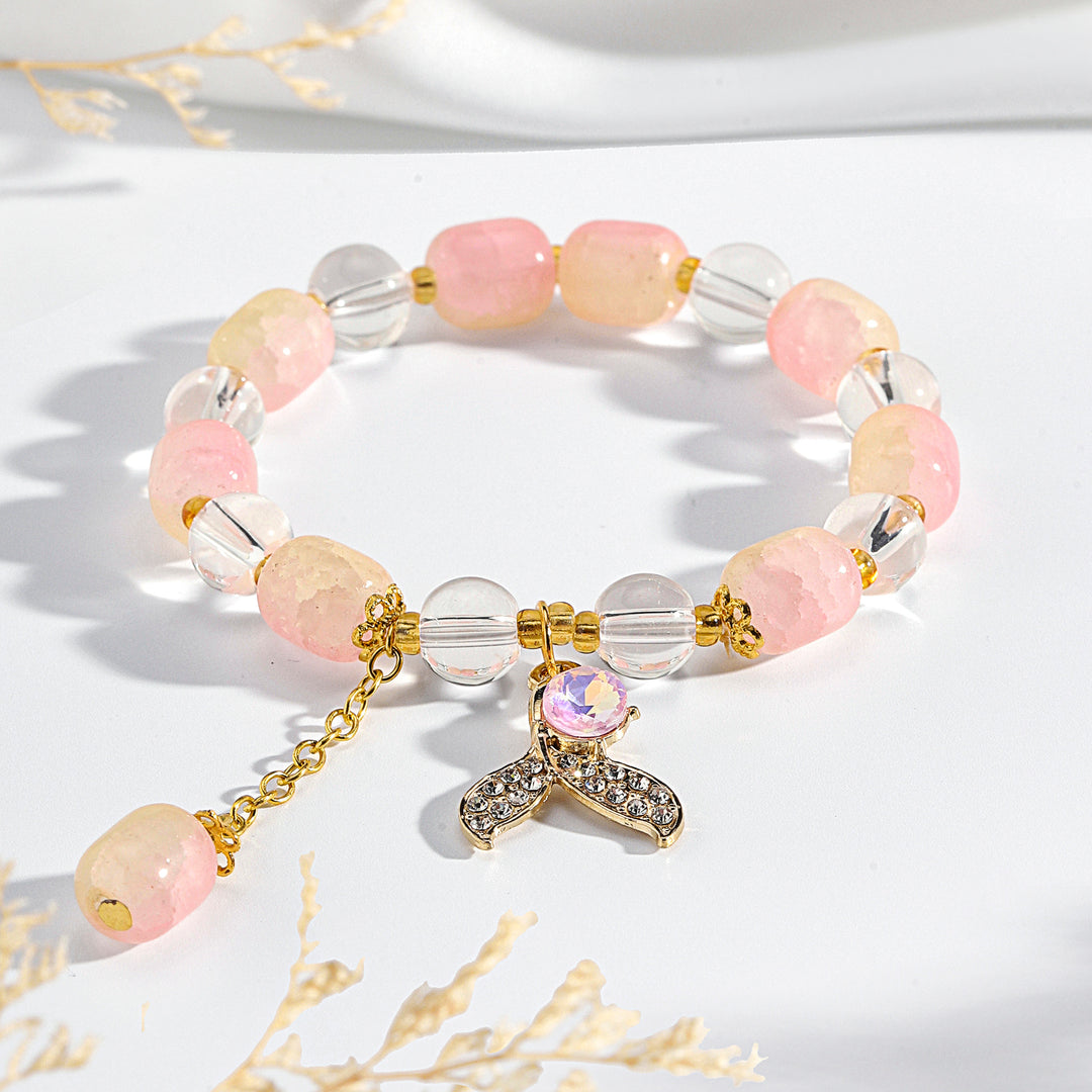 Pastel Mermaid Tail Charm Bracelet - Pink