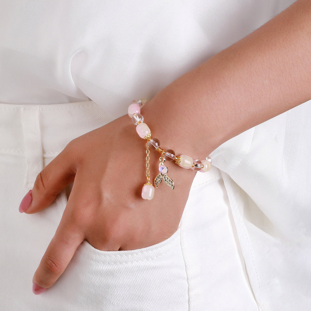 Pastel Mermaid Tail Charm Bracelet - Pink