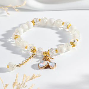 Sweet Cherry Charm Beaded Bracelet - White