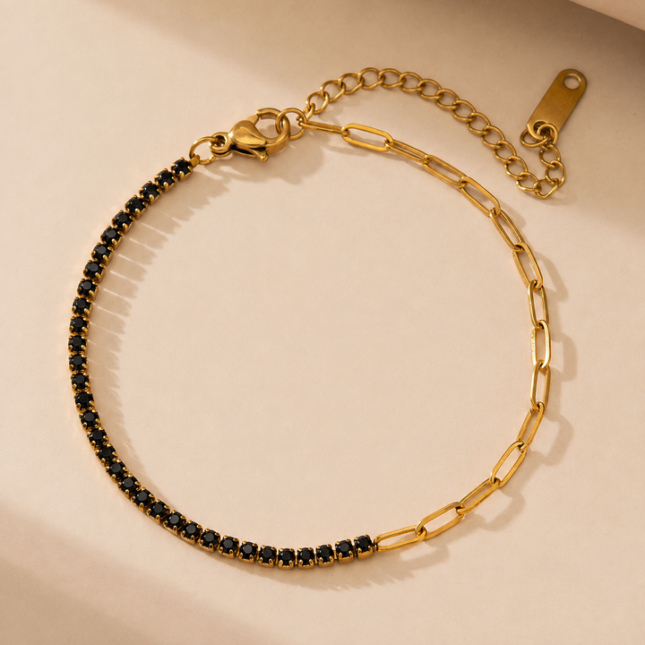 Serelle Paper Link Tennis Bracelet - Black