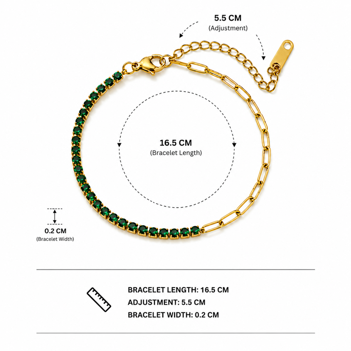 Serelle Paper Link Tennis Bracelet - Green