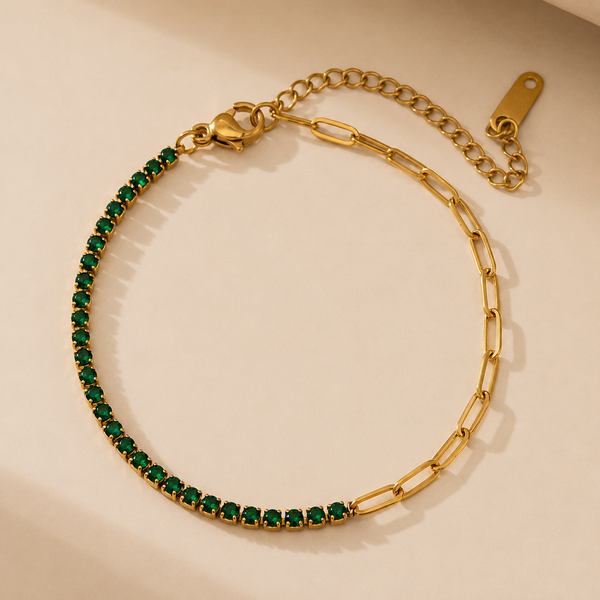 Serelle Paper Link Tennis Bracelet - Green