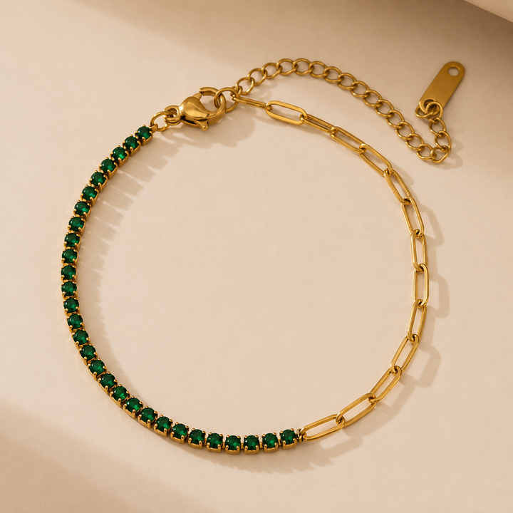 Serelle Paper Link Tennis Bracelet - Green
