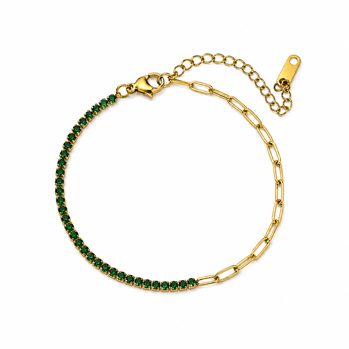 Serelle Paper Link Tennis Bracelet - Green