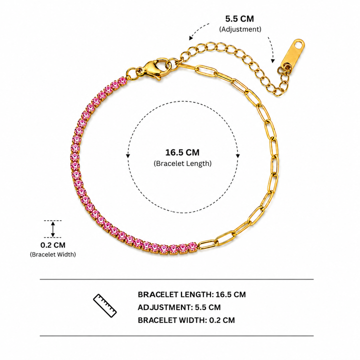 Serelle Paper Link Tennis Bracelet - Pink