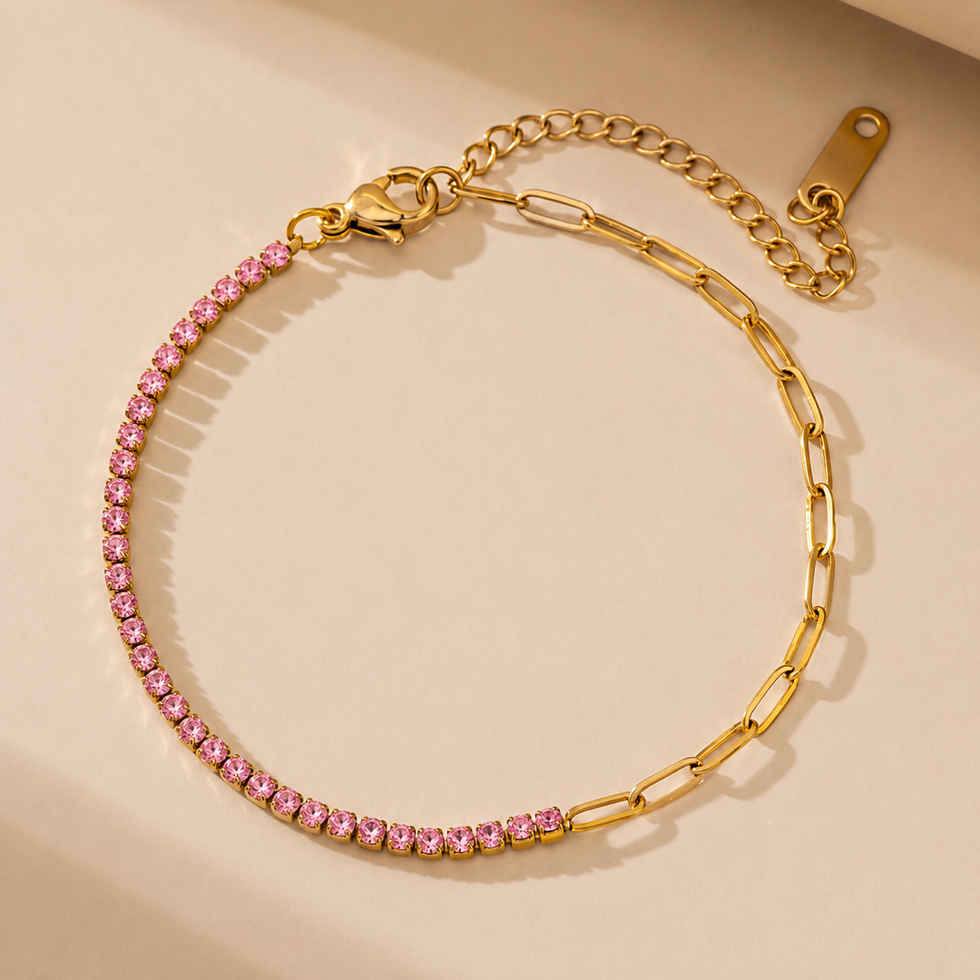 Serelle Paper Link Tennis Bracelet - Pink