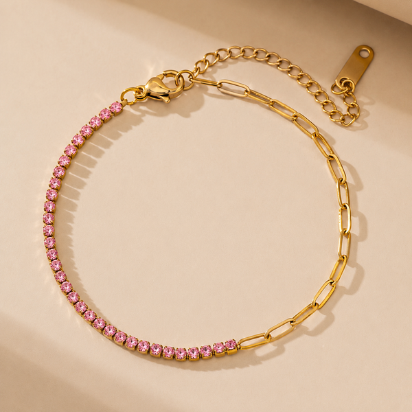 Serelle Paper Link Tennis Bracelet - Pink