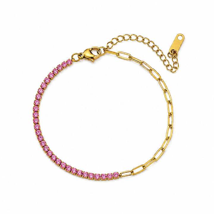 Serelle Paper Link Tennis Bracelet - Pink