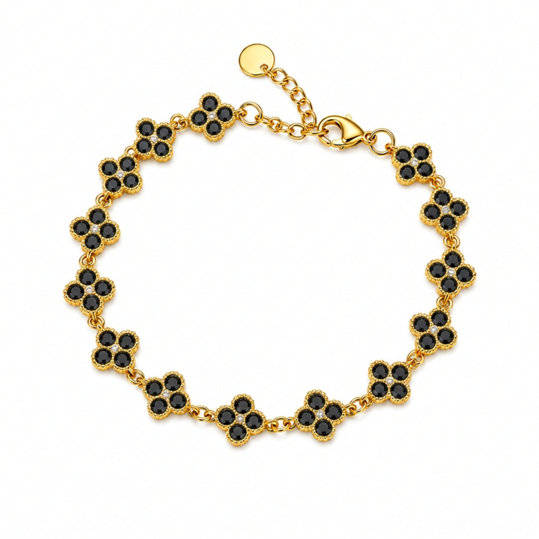 Dahlia Bloom Link Bracelet - Black