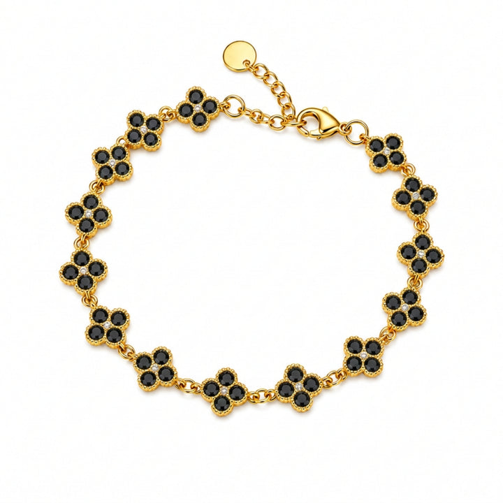 Dahlia Bloom Link Bracelet - Black