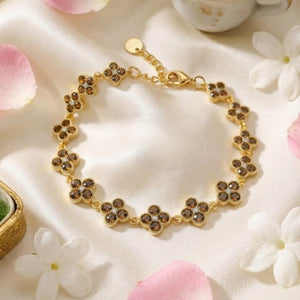 Dahlia Bloom Link Bracelet - Brown