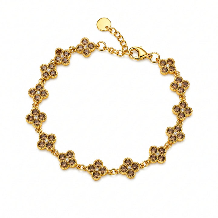 Dahlia Bloom Link Bracelet - Brown