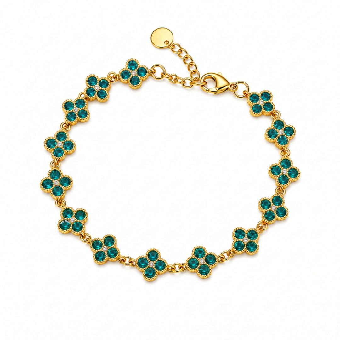 Dahlia Bloom Link Bracelet - Blue