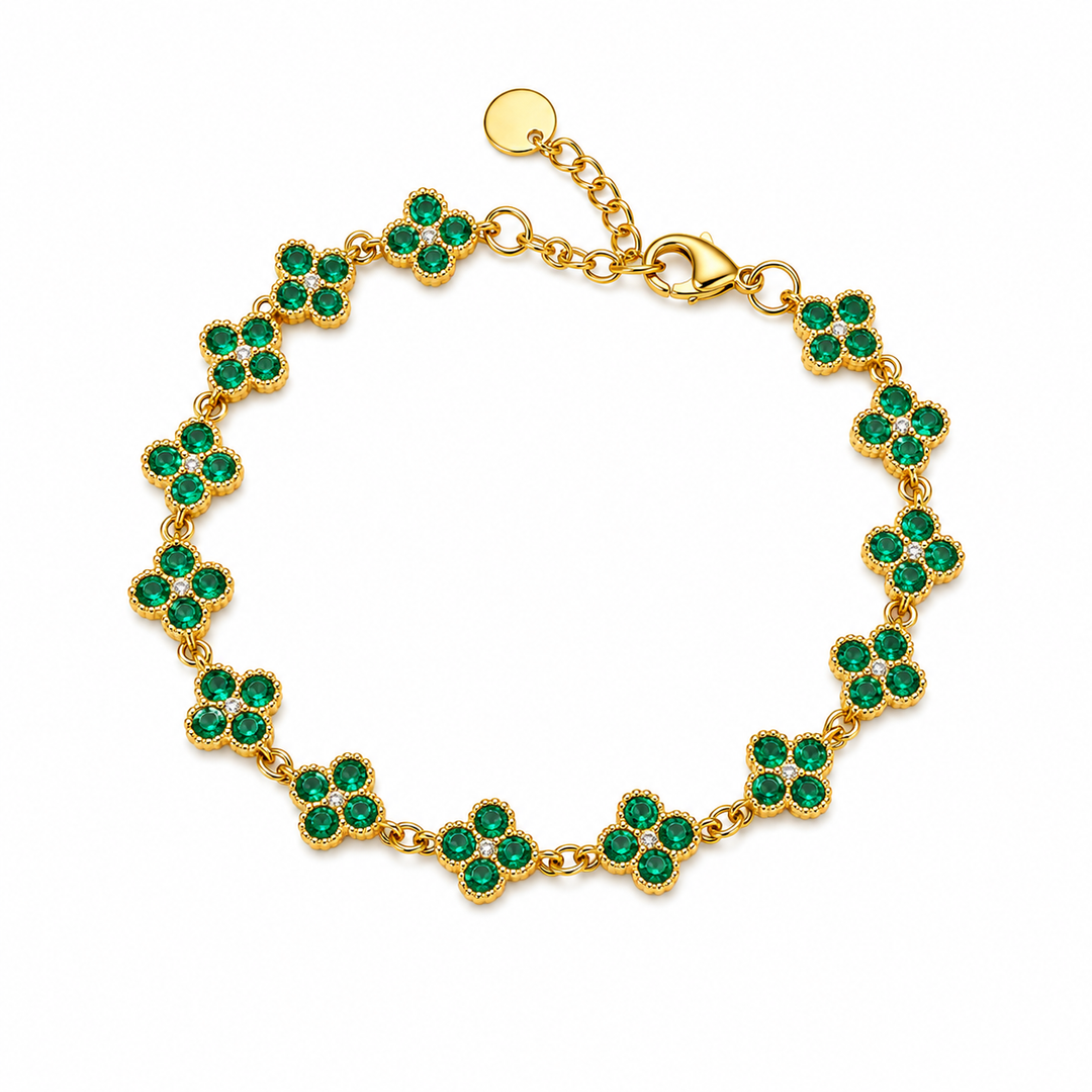 Dahlia Bloom Link Bracelet - Dark Green