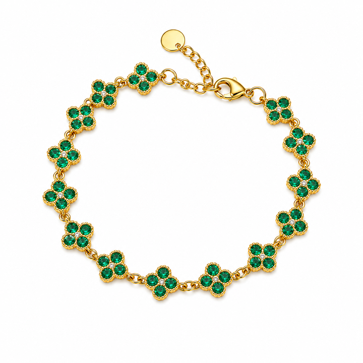 Dahlia Bloom Link Bracelet - Dark Green