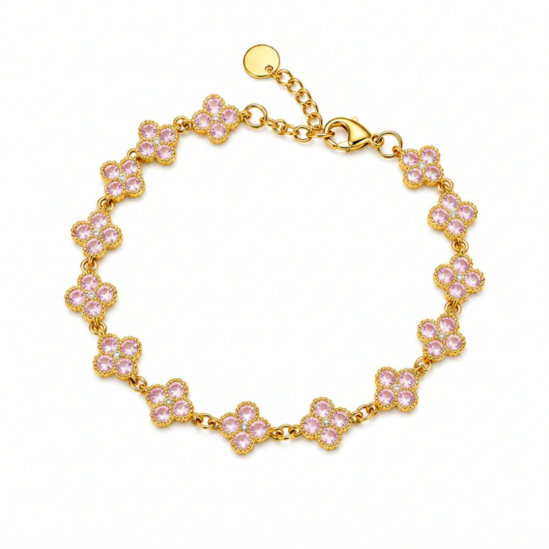 Dahlia Bloom Link Bracelet - Pink