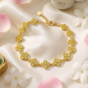 Dahlia Bloom Link Bracelet - Yellow