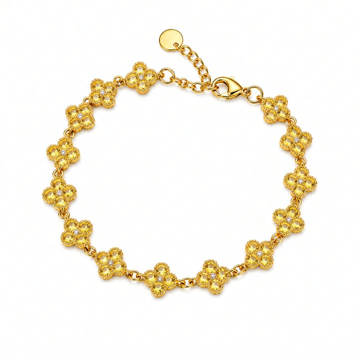 Dahlia Bloom Link Bracelet - Yellow