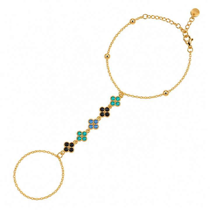 Prism Bloom Clover Gold toned Hand Chain