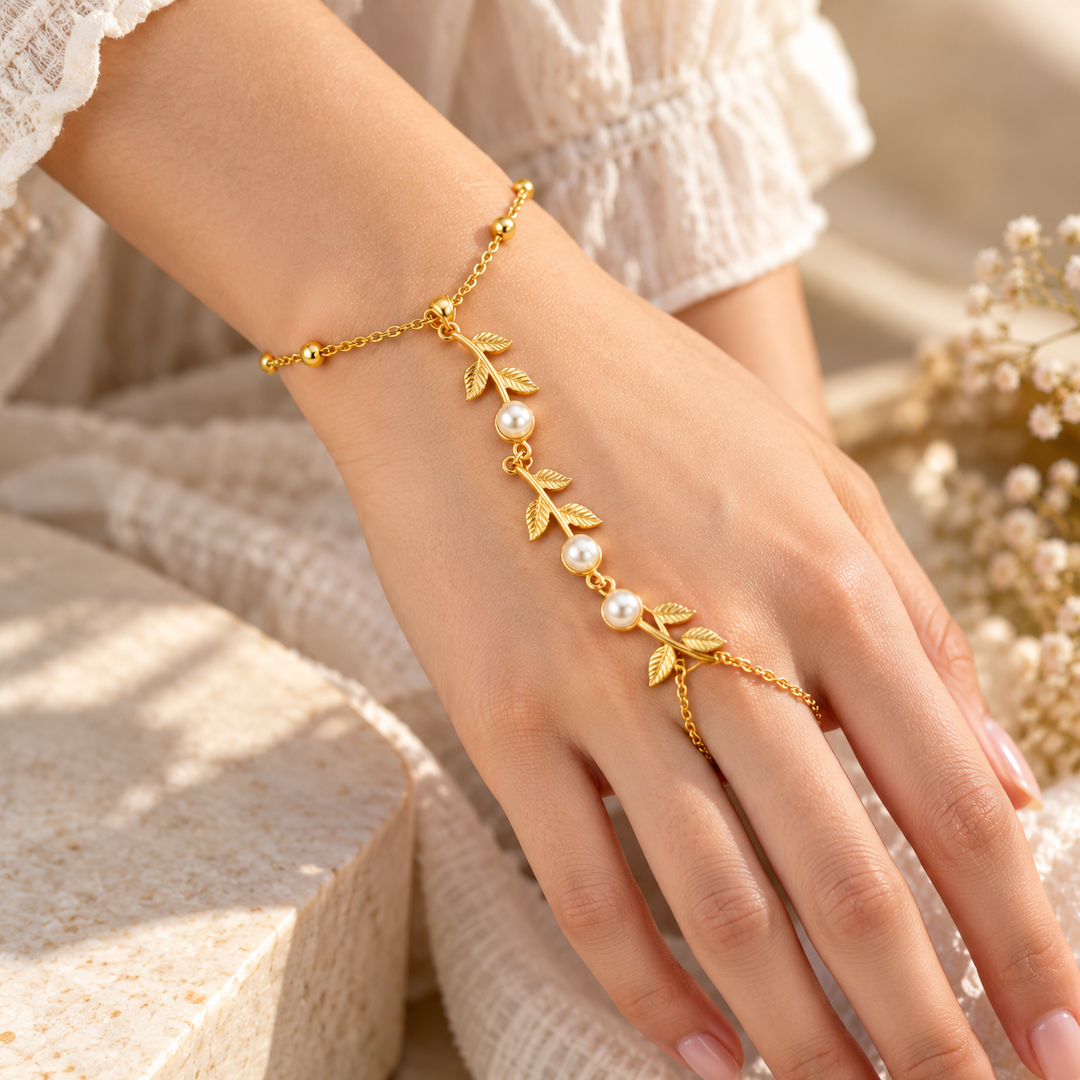Diwali Pearl Bloom Hand Chain