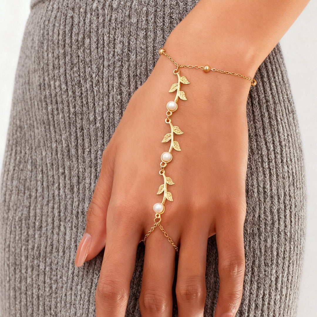 Diwali Pearl Bloom Hand Chain