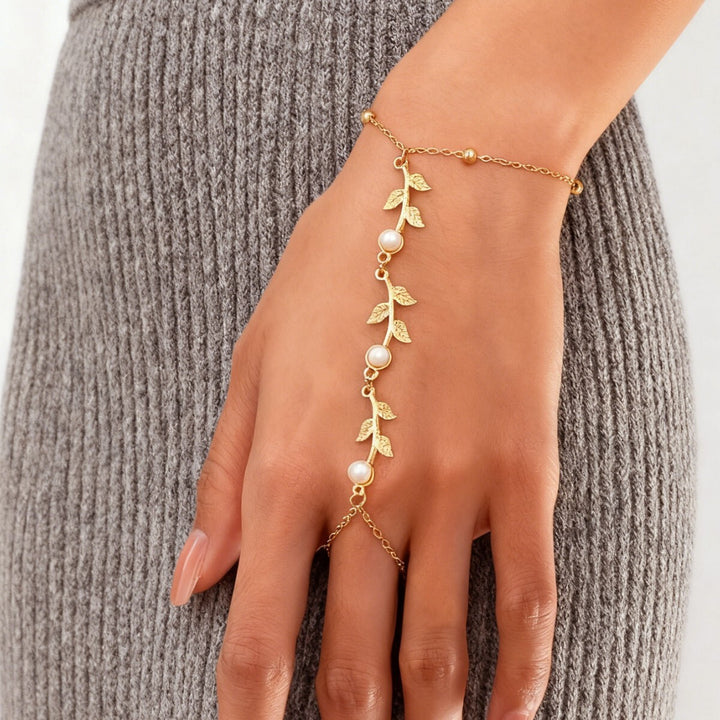 Diwali Pearl Bloom Hand Chain