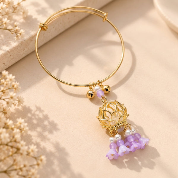 Lotus Lantern Tassel Drop Pearl Bangle - Preorder · Ships 25th